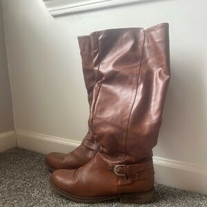 Brown leather boots